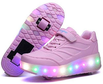 Nsasy Roller Shoes Girls Roller Skate Shoes Boys Kids LED Light up Wheel Shoes Roller Sneakers Shoes Wheels for Kids for Kids