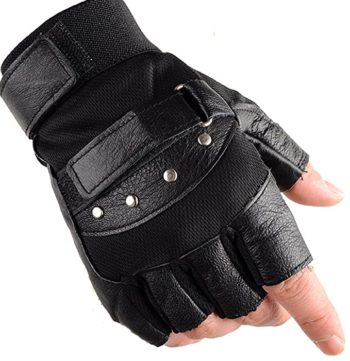 KUYOMENS Fingerless Leather Gloves