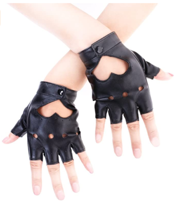 JISEN Fingerless Leather Gloves